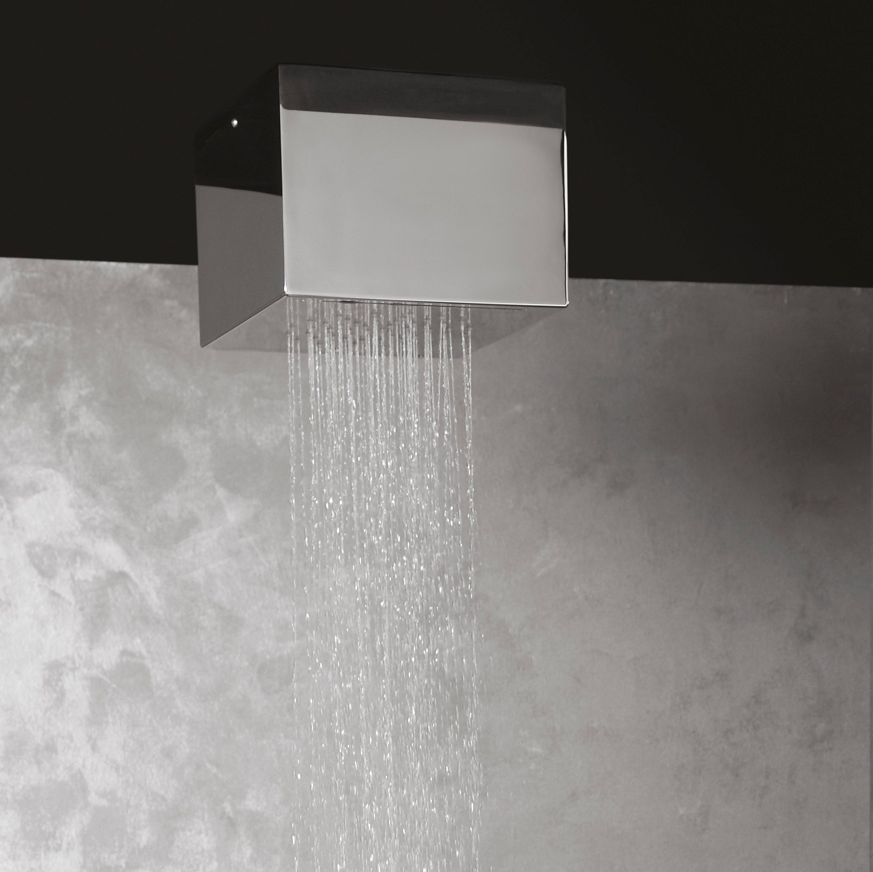 Cube ceiling mounted shower head