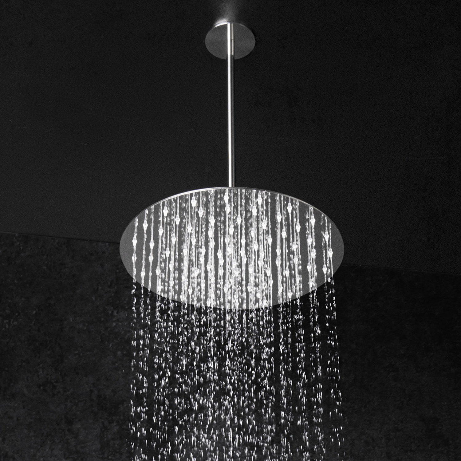 Shaped ceiling mounted shower head
