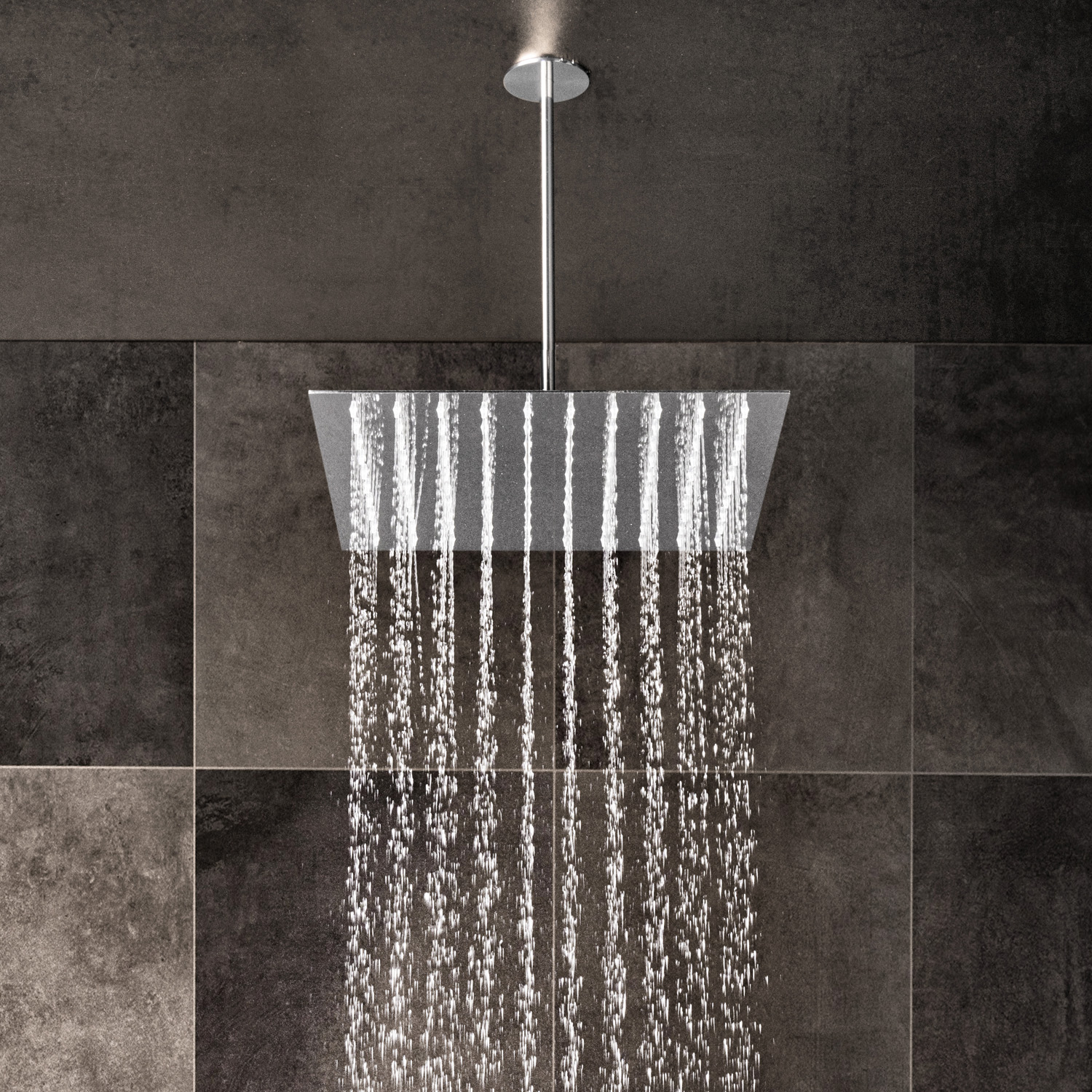 Shaped ceiling mounted shower head