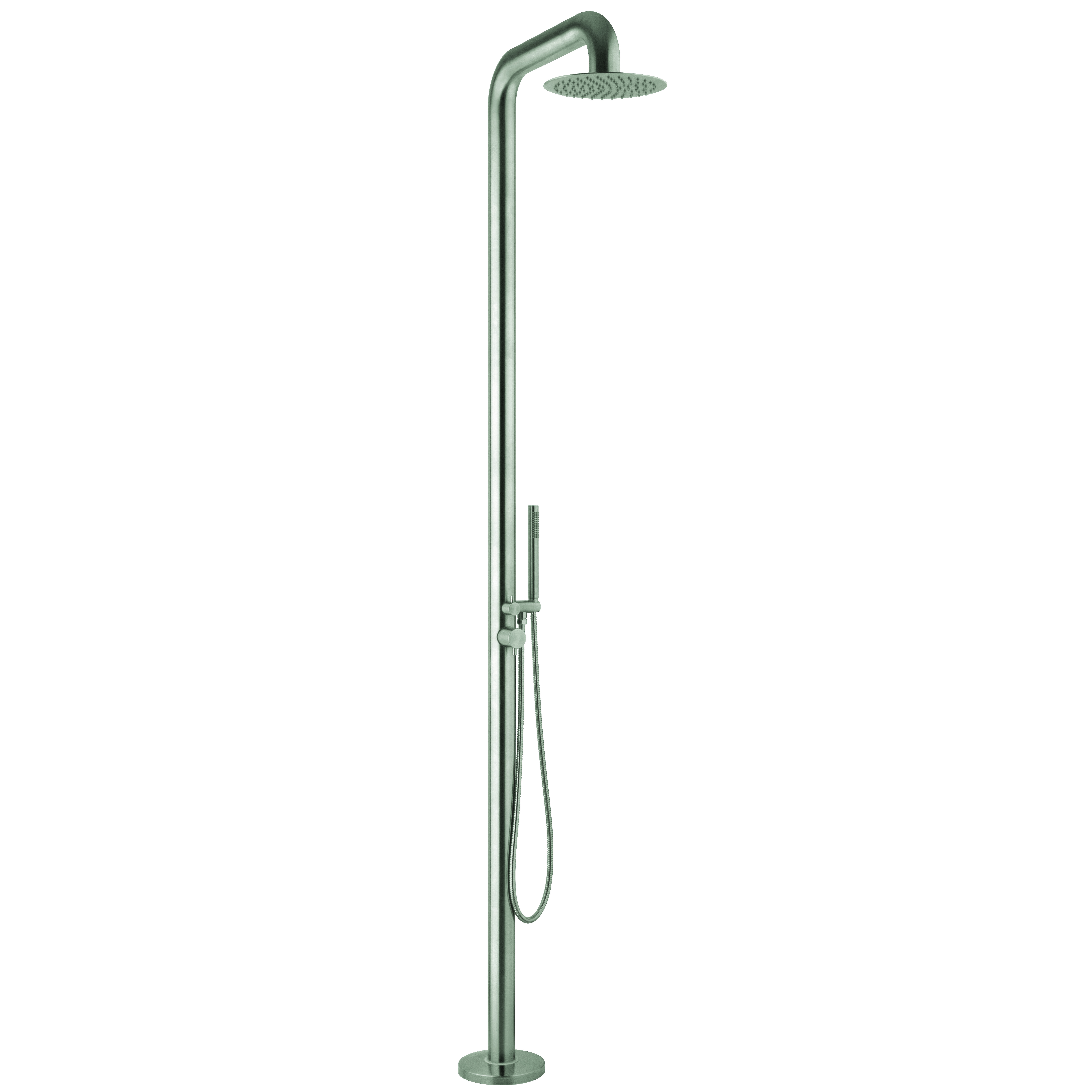 Freestanding outdoor shower with hand shower